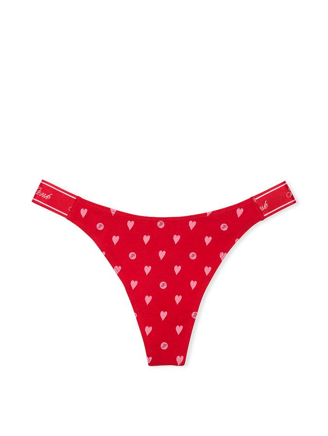 Logo Cotton Shine High-Leg Thong Panty