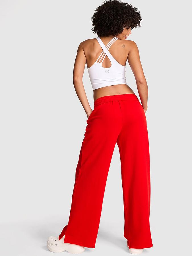 Ivy Fleece Wide-Leg Split-Hem Sweatpants