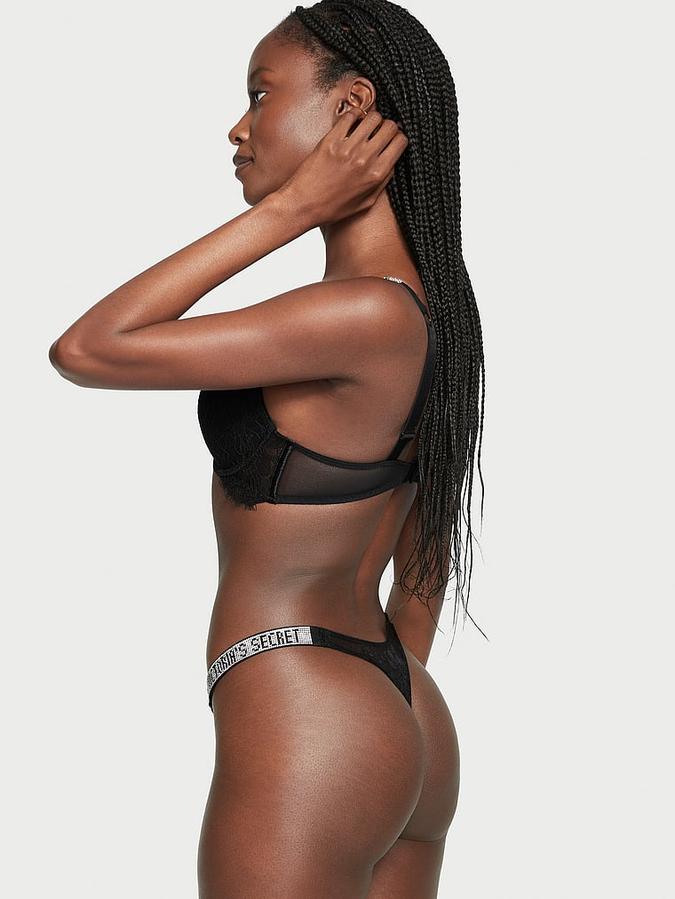 Bombshell Shine Strap Lace Thong Panty