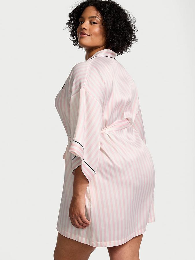 Satin Short Piped Robe image number 1