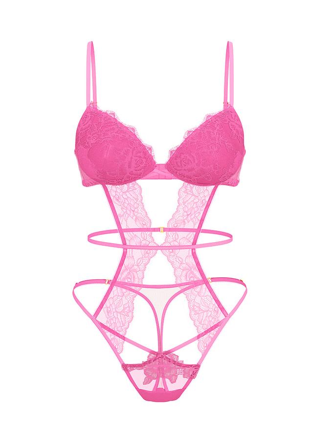 Rose Lace Lightly Lined Strappy Teddy image number 2