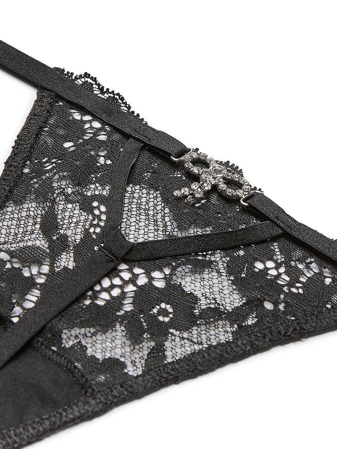 Twinkle Bow Lace V-String Panty image number 1