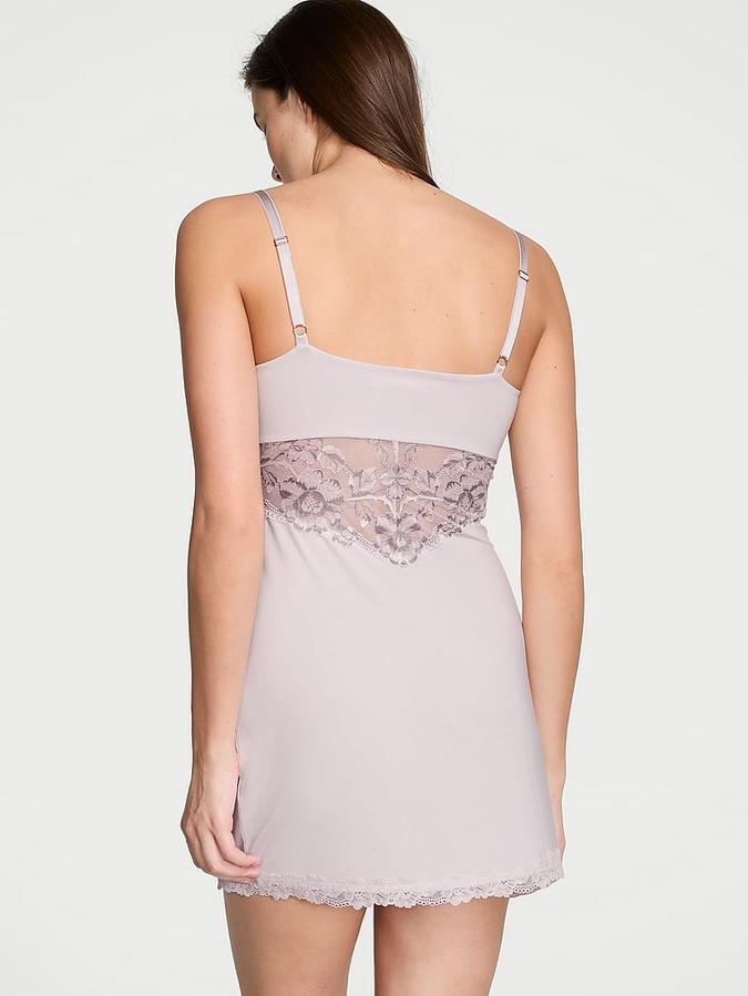 Modal Lace-Trim Sweetheart Slip Dress image number 1