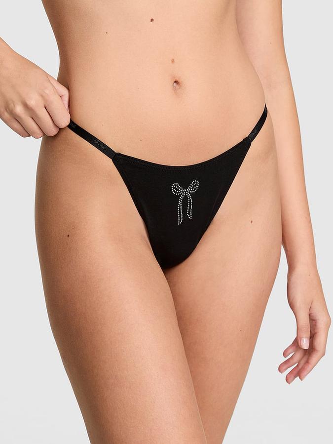 Logo Cotton Scoop Thong Panty