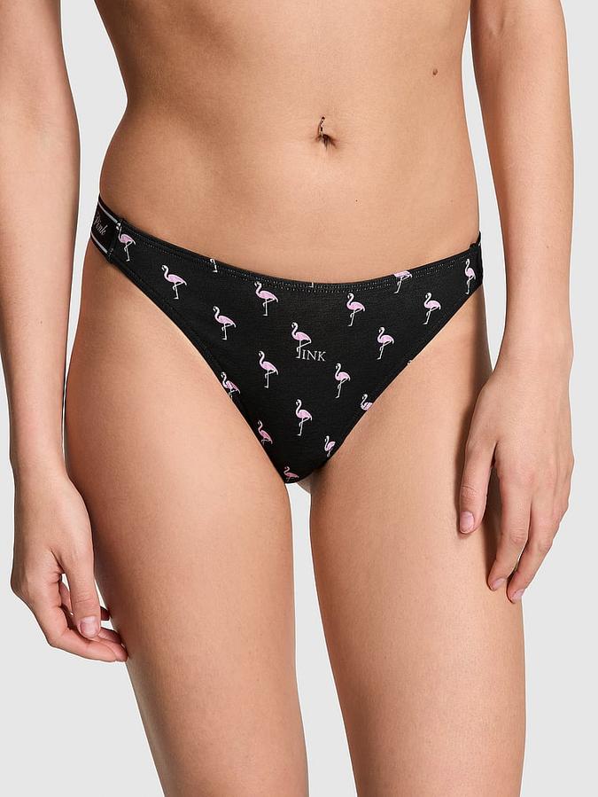 Logo Cotton High-Leg Thong Panty