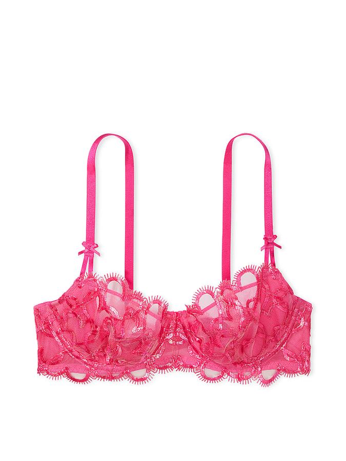 Wicked Shimmer Heart Embroidery Unlined Balconette Bra image number 2