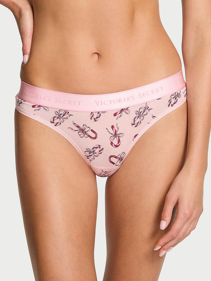 Logo Cotton Thong Panty image number 0