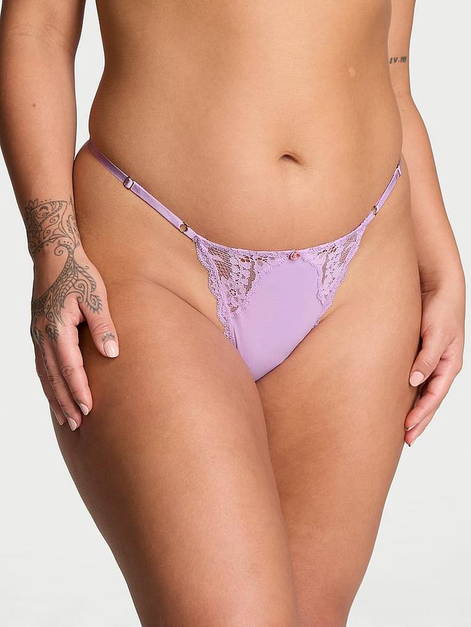 Lace-Trim Adjustable V-String Panty
