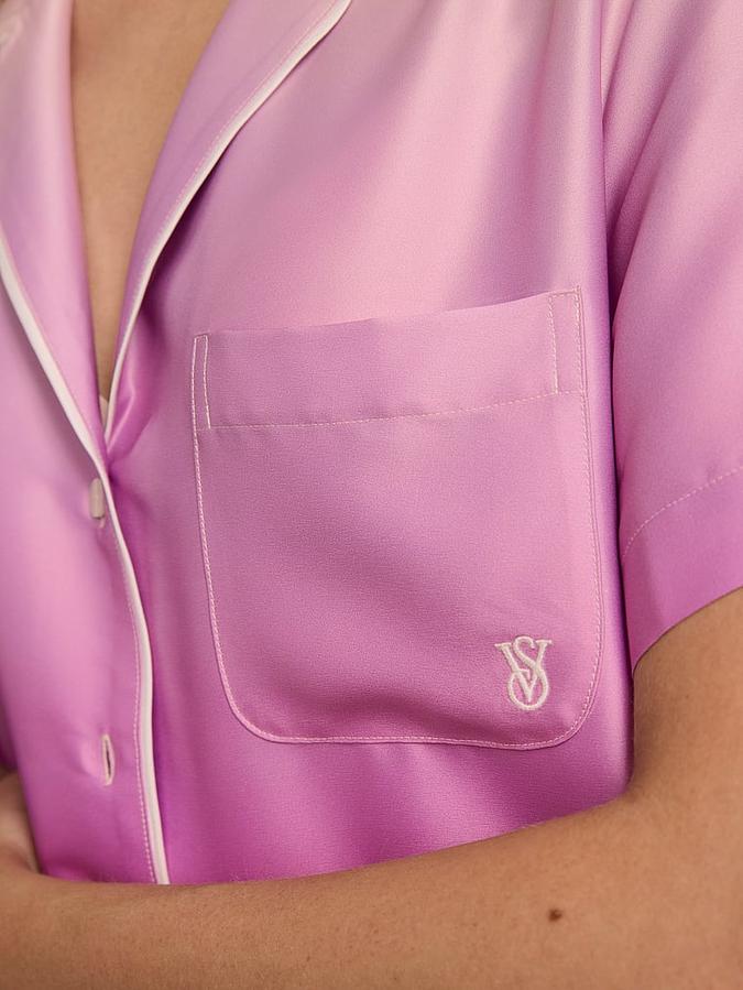 Glazed Satin Ombré Short Pajama Set image number 5