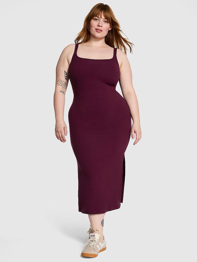 All-Day Soft Ribbed Bodycon Midi Dress image number 0