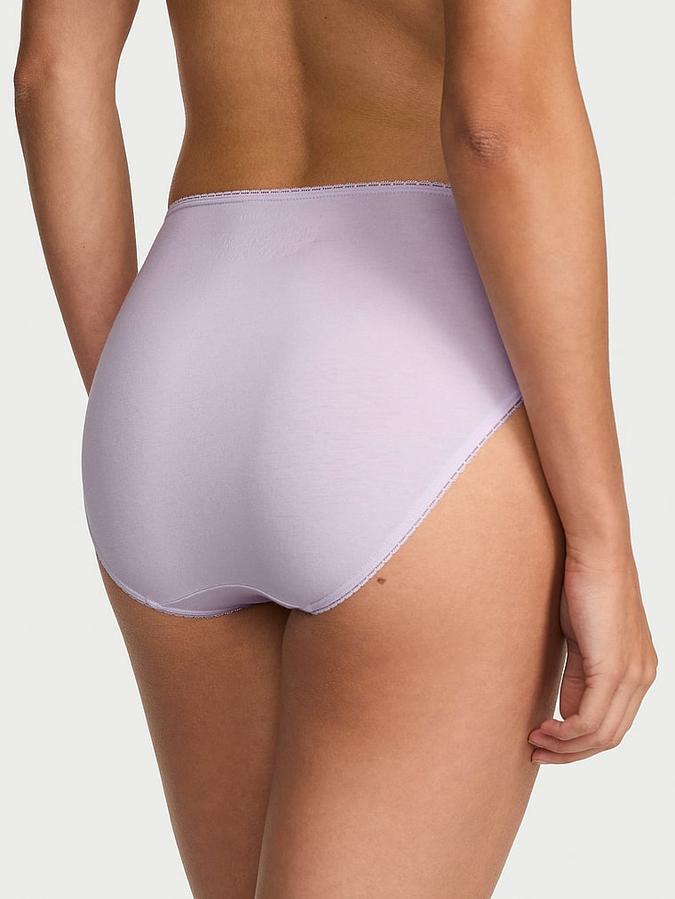 Cotton Lace-Trim High-Leg Brief Panty
