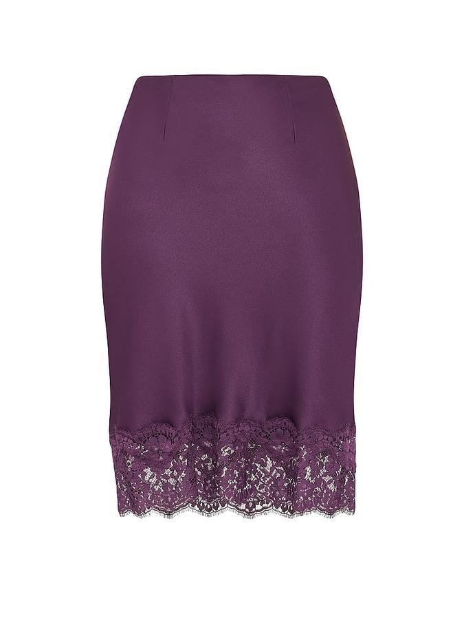 Satin Lace-Trim Skirt image number 2
