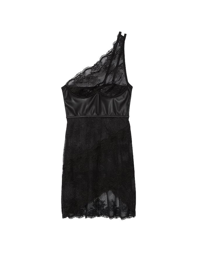 Faux Leather & Fishnet Corset Dress image number 2