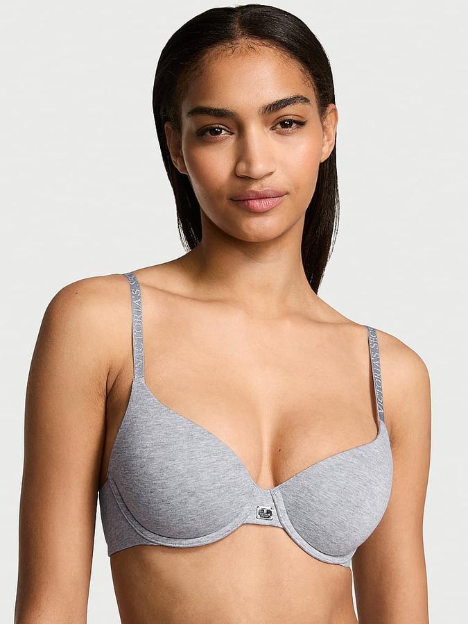 Cotton Logo Hardware Lightly Lined Demi Bra
