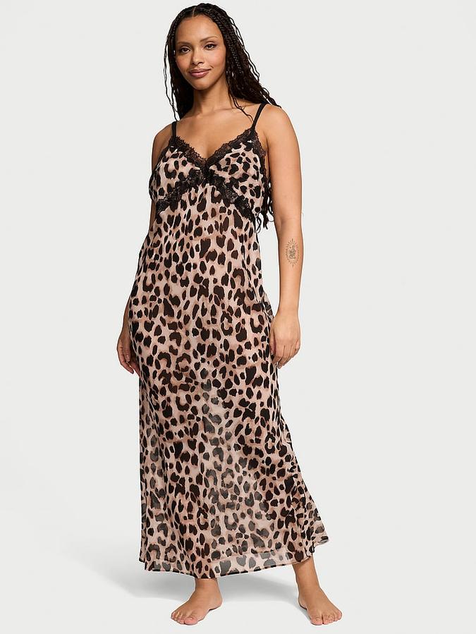 Leopard Chiffon Long Slip Dress image number 0