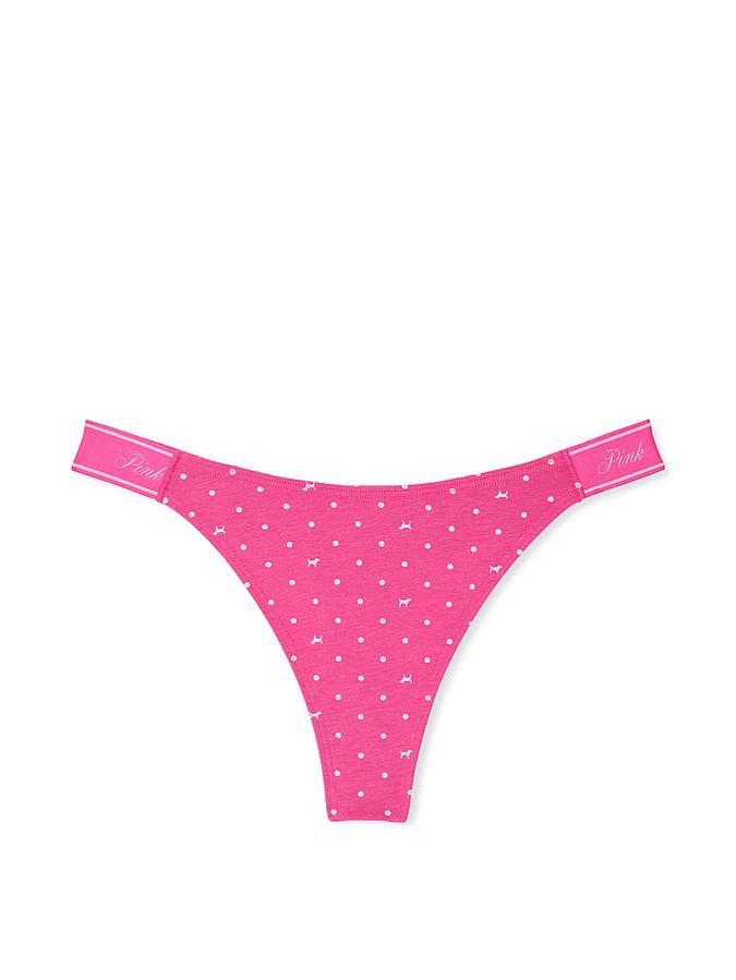 Logo Cotton Shine High-Leg Thong Panty