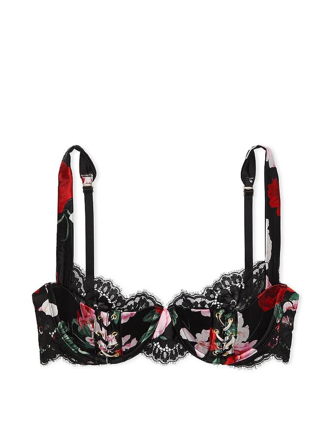 ATELIER Victoria's Secret Satin Lace Trim Lightly Lined Balconette Bra image number 2
