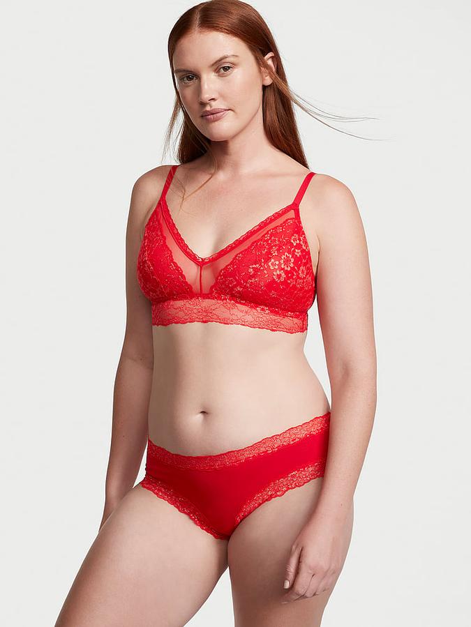 Shimmer Lace-Waist Cotton Cheeky Panty image number 3