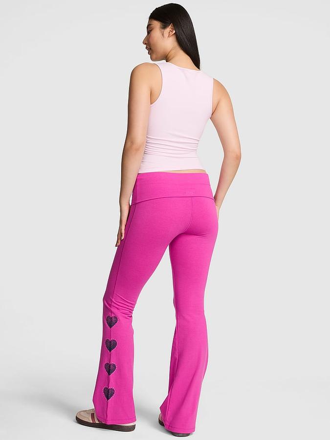 All-Day Cotton Foldover Flare Leggings image number 1