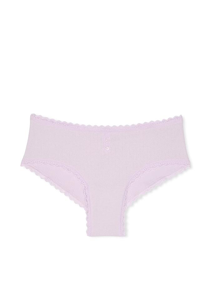 Cotton Pointelle Lace-Trim Cheeky Panty image number 2