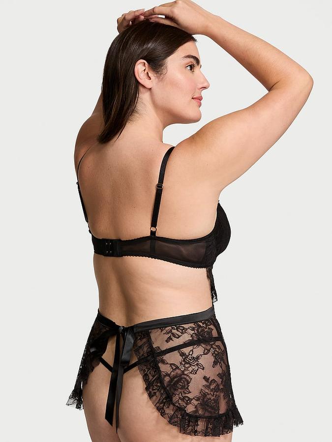 Wicked Unlined Rose Lace Apron Set image number 1