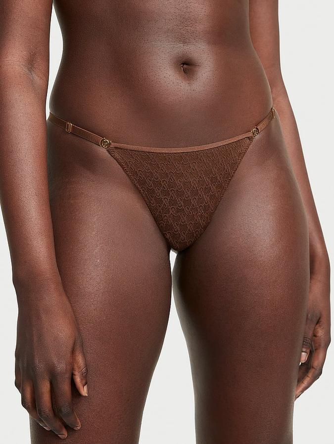 Icon by Victoria's Secret Icon Lace Adjustable Thong Panty image number 0