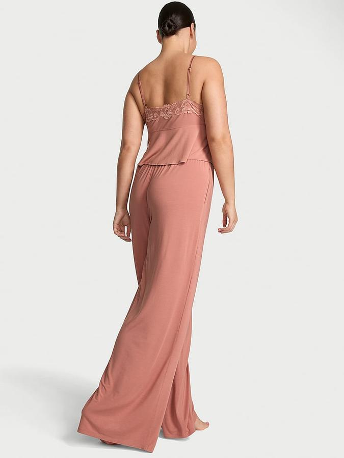 Modal Soft Lace-Trim Cami &amp; Wide-Leg Pant Set image number 1