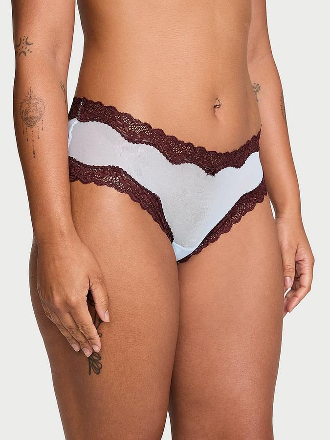 Tease Mesh Lace-Trim Cheeky Panty image number 3