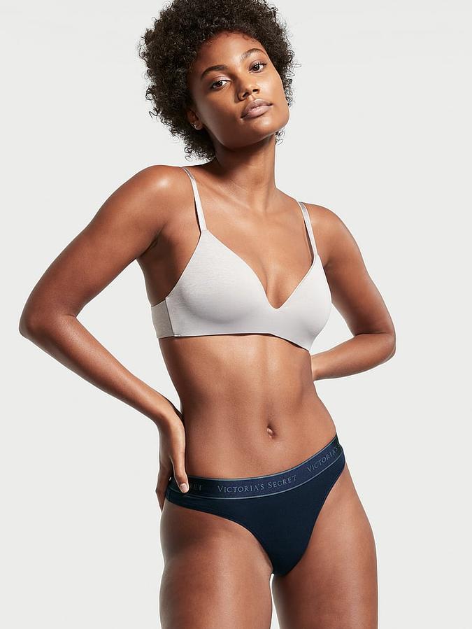 Logo Cotton Thong Panty