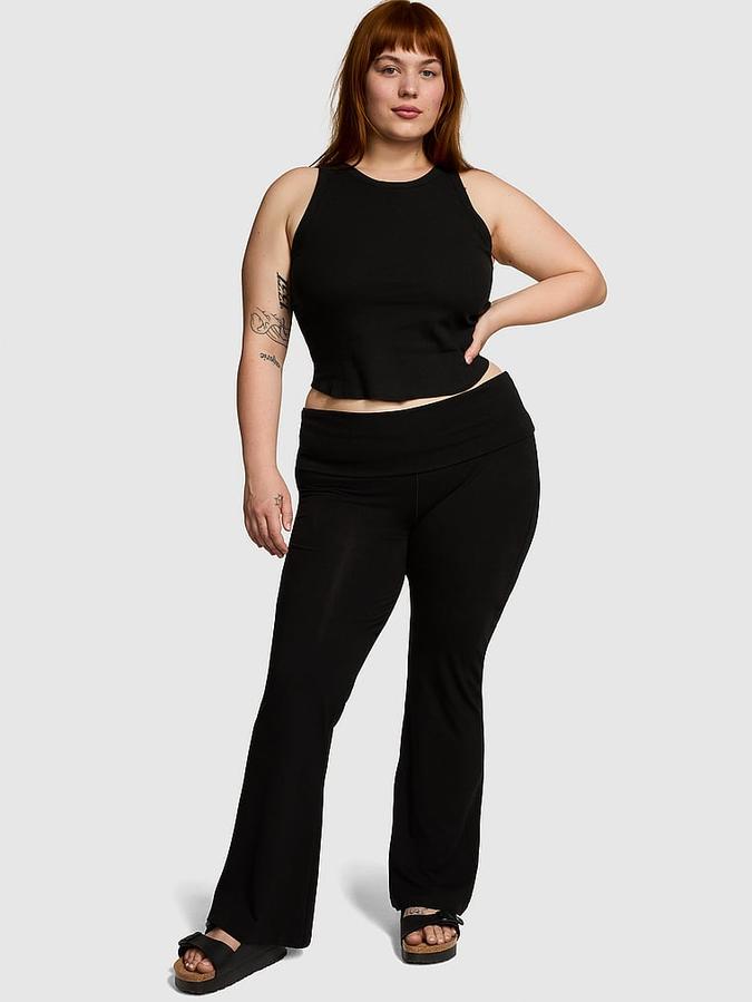 All-Day Cotton Foldover Flare Leggings image number 0