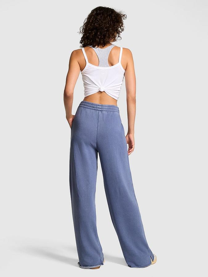 Ivy Fleece Wide-Leg Split-Hem Sweatpants