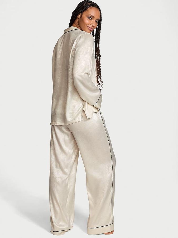 Glazed Satin Long Pajama Set image number 1