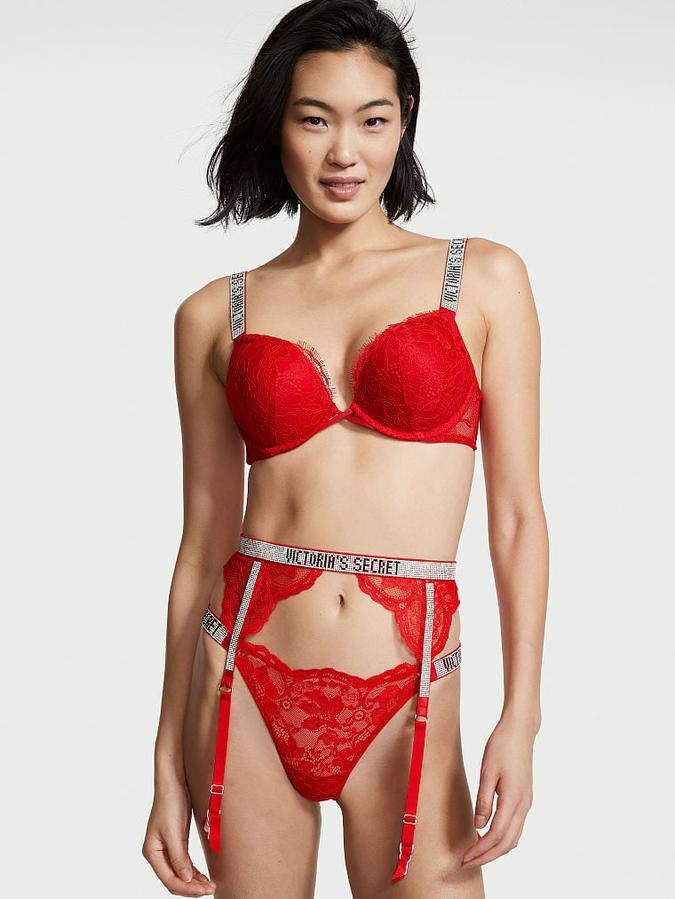 Shine Strap Lace Garter Belt image number 0