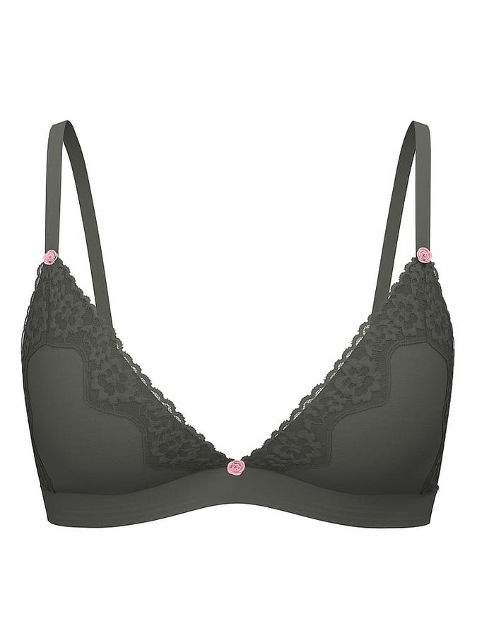 Cotton Shadow Stripe Unlined Triangle Bralette image number 2