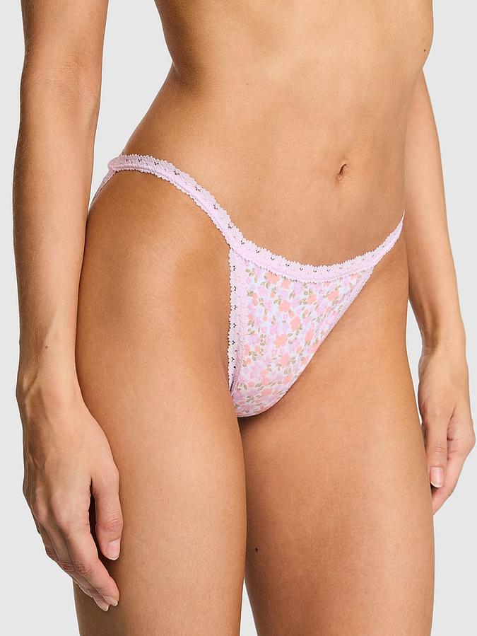 Cotton Lace Trim String Bikini Panty