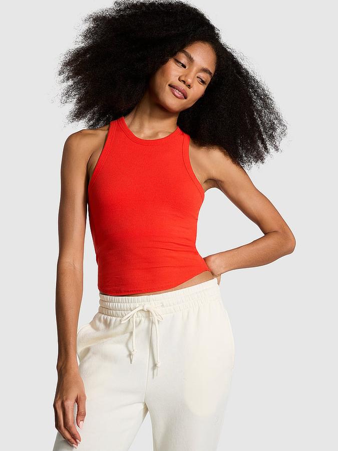 High-Neck Ribbed Tank image number 0