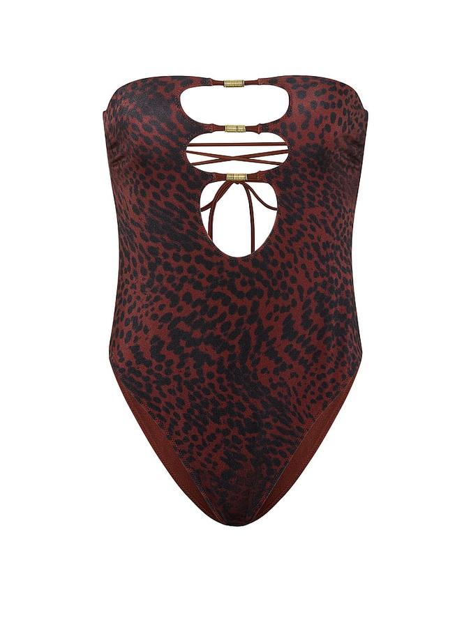 Reversible Cut-Out Rings Strapless One-Piece Swimsuit image number 2