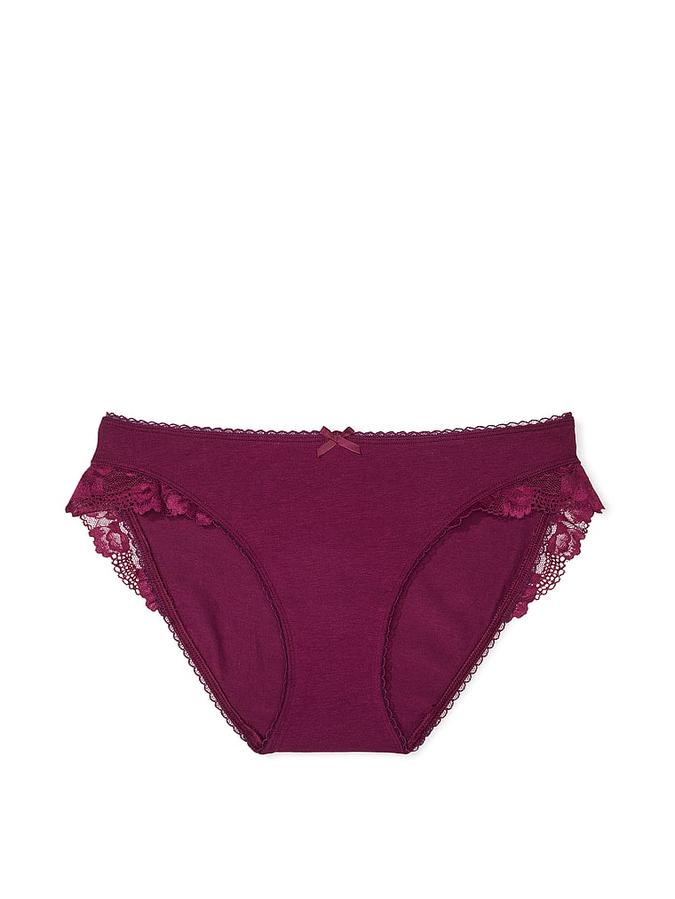 Stretch Cotton Lace-Trim Bikini Panty image number 0