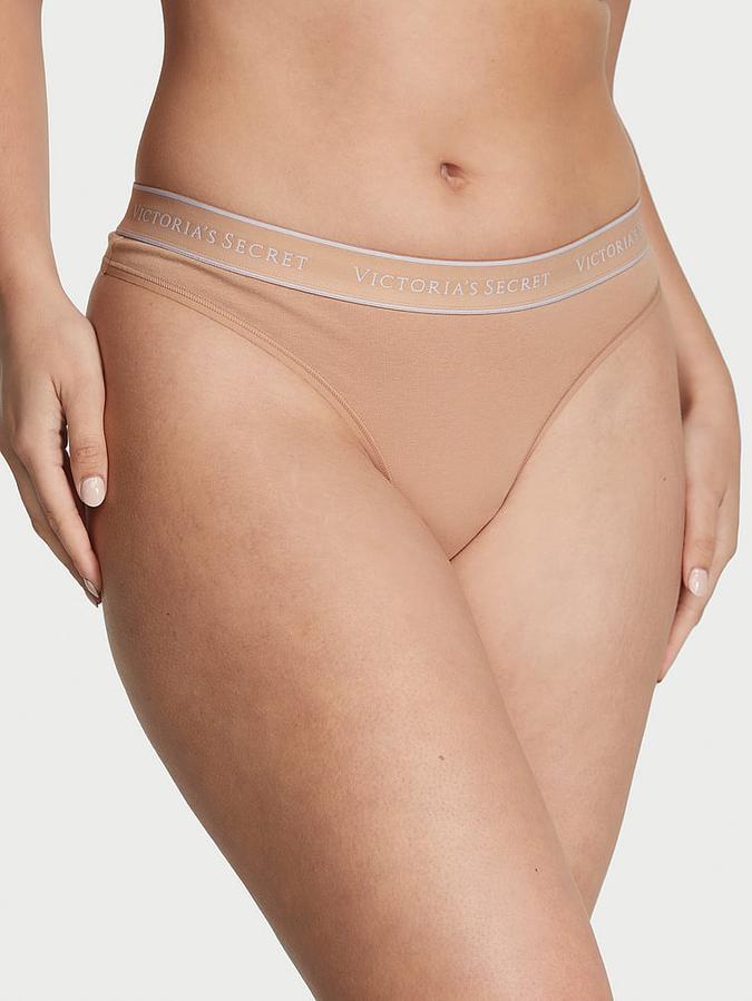 Logo Cotton Thong Panty image number 0