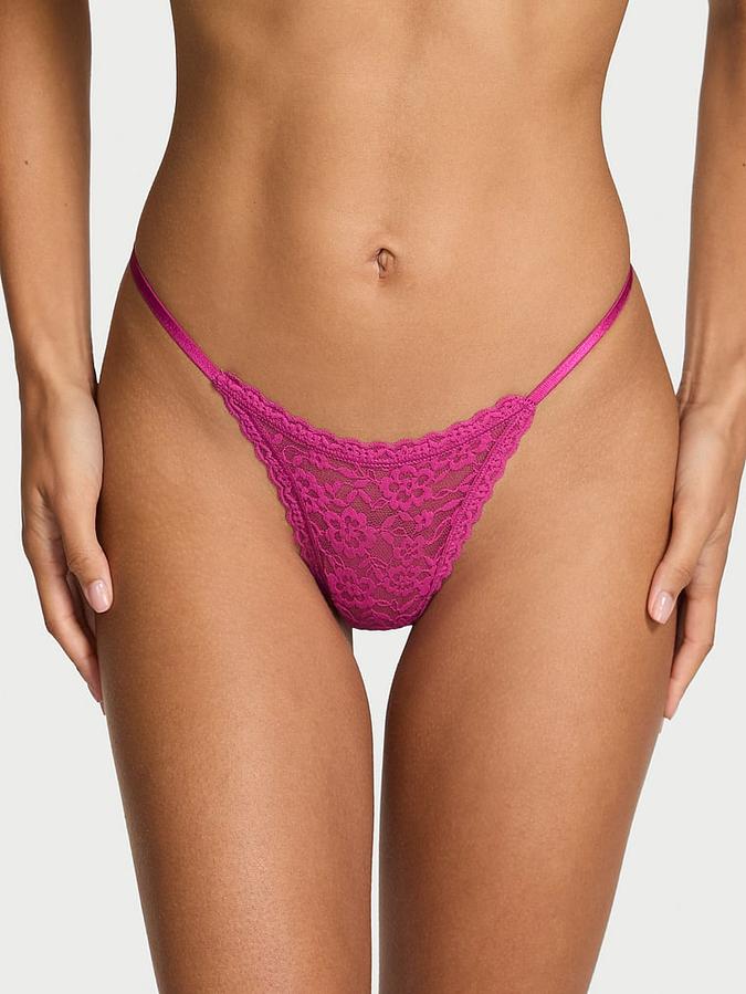 Lace Strappy-Back String Thong Panty