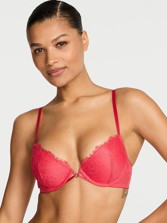 Rose Lace Lightly Lined Plunge Demi Bra