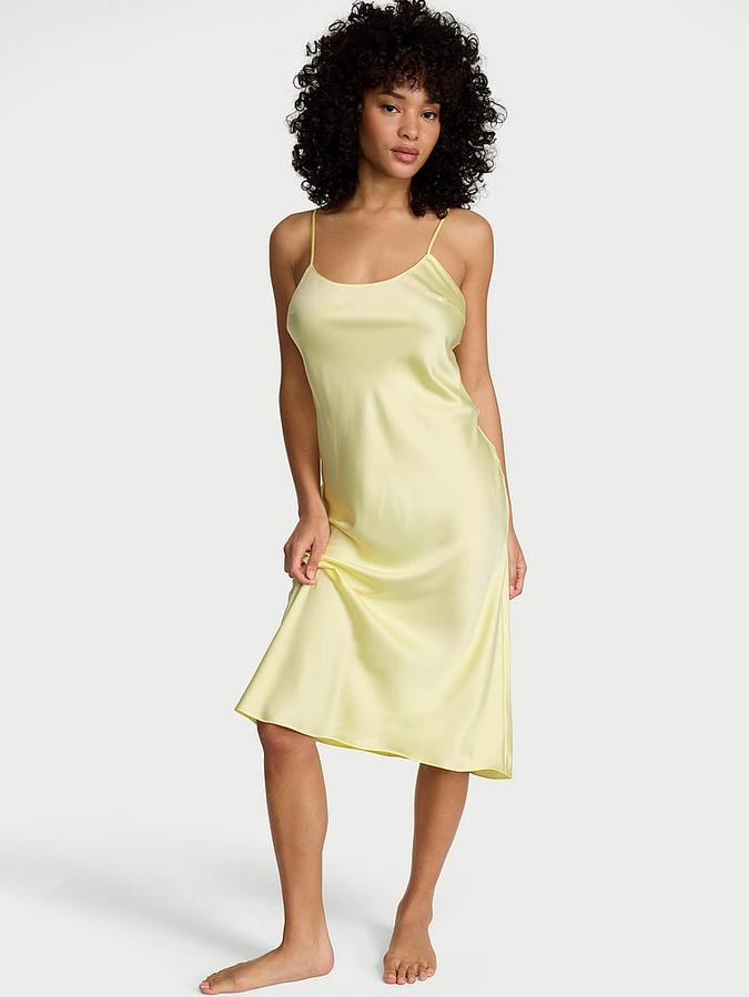 Satin Midi Slip Dress