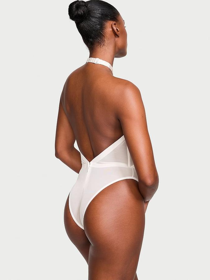 Shine Strap Halter Lace Teddy image number 1