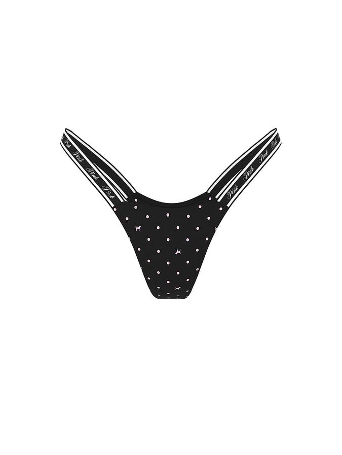 Logo Cotton High-Leg Micro Thong Panty