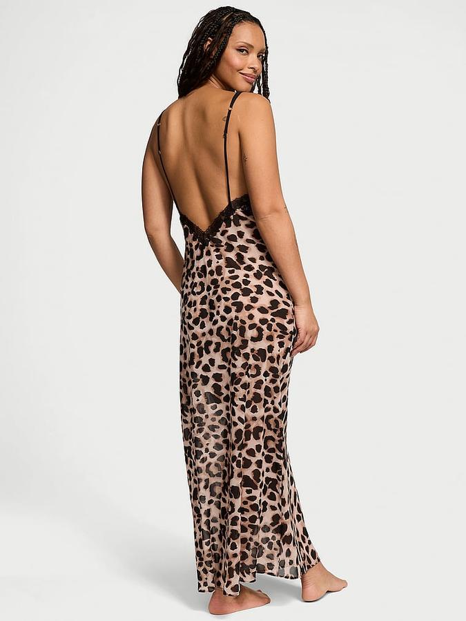 Leopard Chiffon Long Slip Dress image number 1