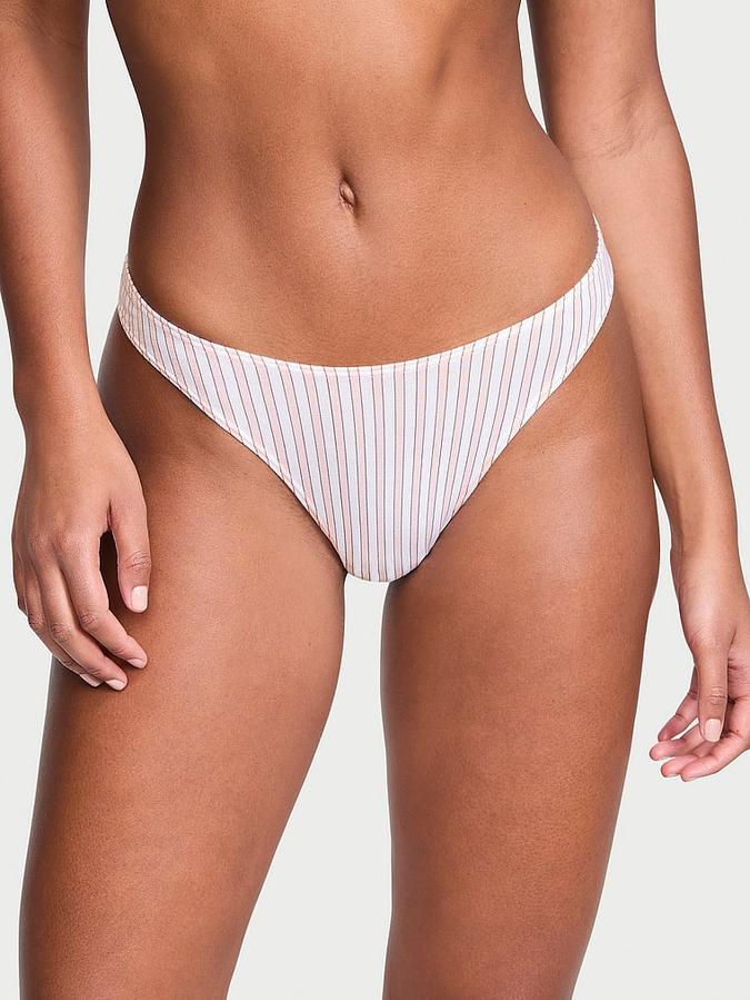 Stretch Cotton High-Leg Scoop Thong Panty image number 0