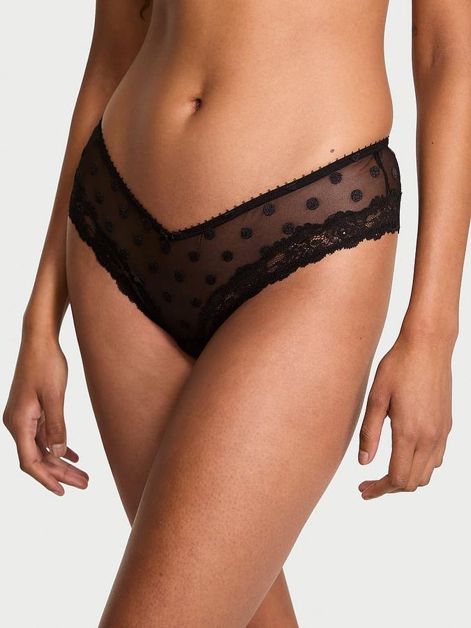 Sheer Heritage Dot Lace-Trim Cheeky Panty image number 0