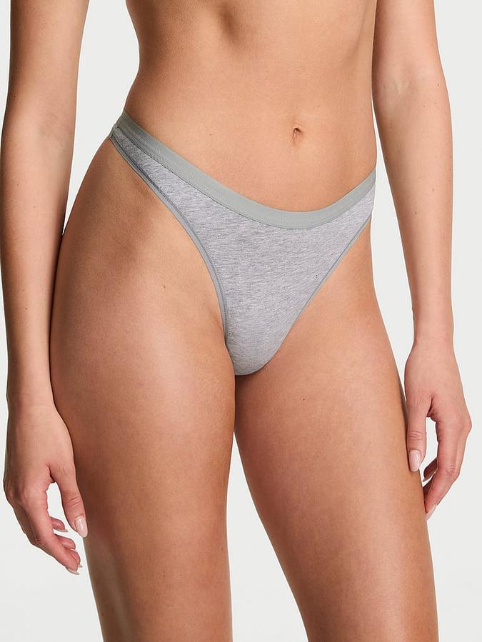 Stretch Cotton High-Leg Scoop Thong Panty