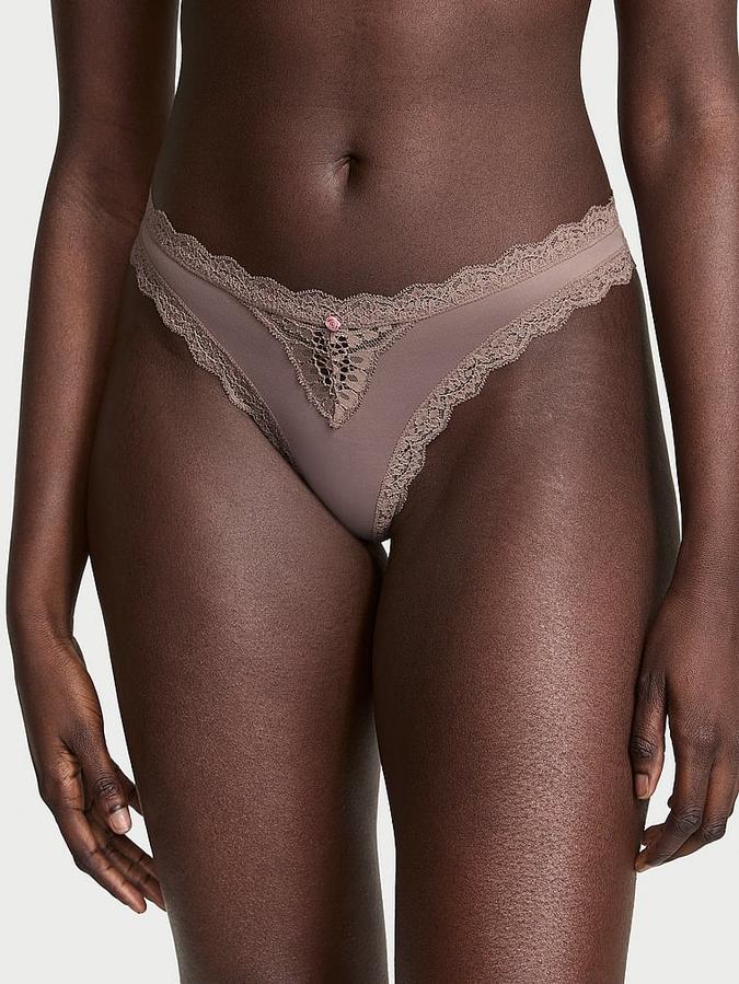 Lace-Trim Thong Panty image number 0