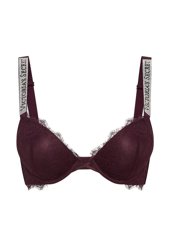 Bombshell Add-2-Cups Shine Strap Rose Lace Push-Up Bra image number 2